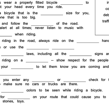 Safety Printable — Fill in the Blank